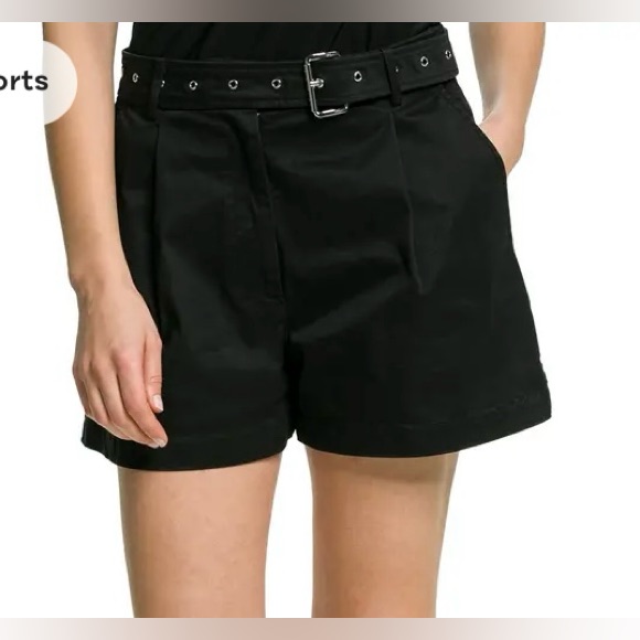 New Michael Michael Kors Michael Michael Kors Stretched Belted Shorts Black